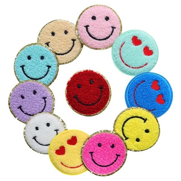 Circular Smiling Face Towel Embroidered Cloth Patches - Circular Smiling Face Towel Embroidered Cloth Patches - Image 0 of 5