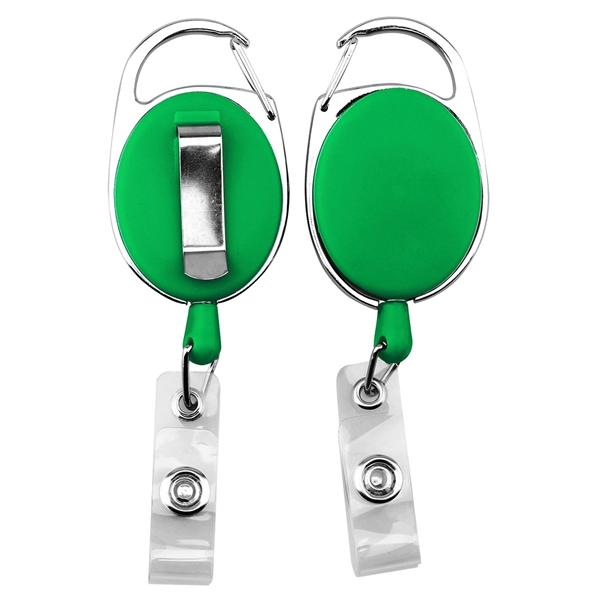 Oval shape retractable badge holder with clip - Oval shape retractable badge holder with clip - Image 4 of 7