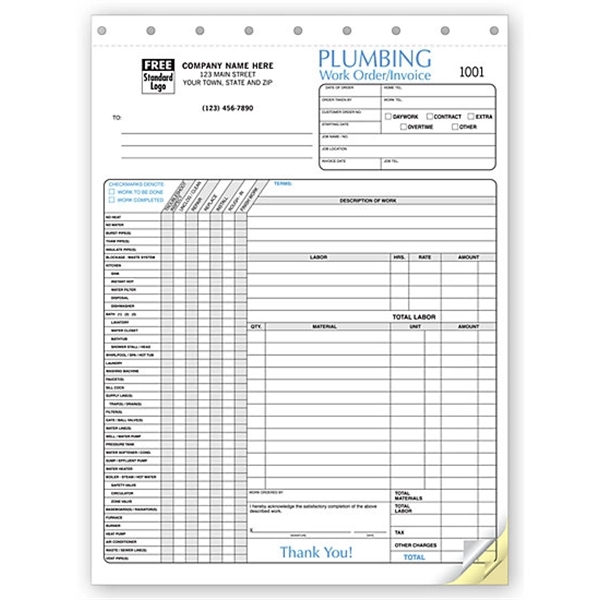 Plumbing Work Order / Invoice With Checklist - Plumbing Work Order / Invoice With Checklist - Image 0 of 0