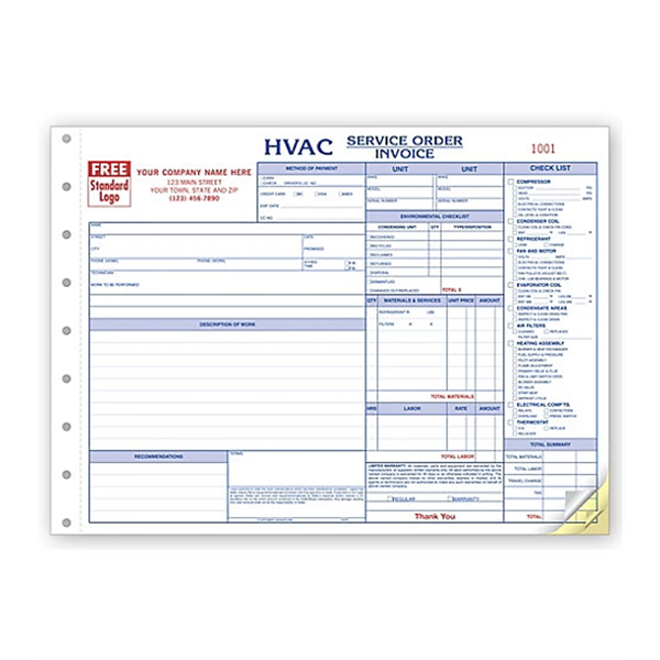 HVAC Service Orders / Invoices, Side Stubs, Horizontal - HVAC Service Orders / Invoices, Side Stubs, Horizontal - Image 0 of 0