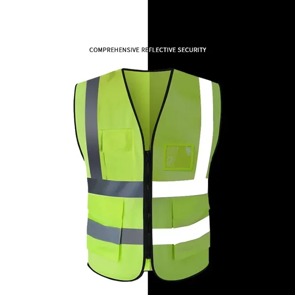 Custom Logo Reflective Safety Vest With Pocket - Custom Logo Reflective Safety Vest With Pocket - Image 1 of 1