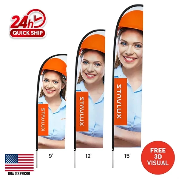 15' Premium Double Sided Straight Flag +Pole + X Base - 15' Premium Double Sided Straight Flag +Pole + X Base - Image 0 of 3