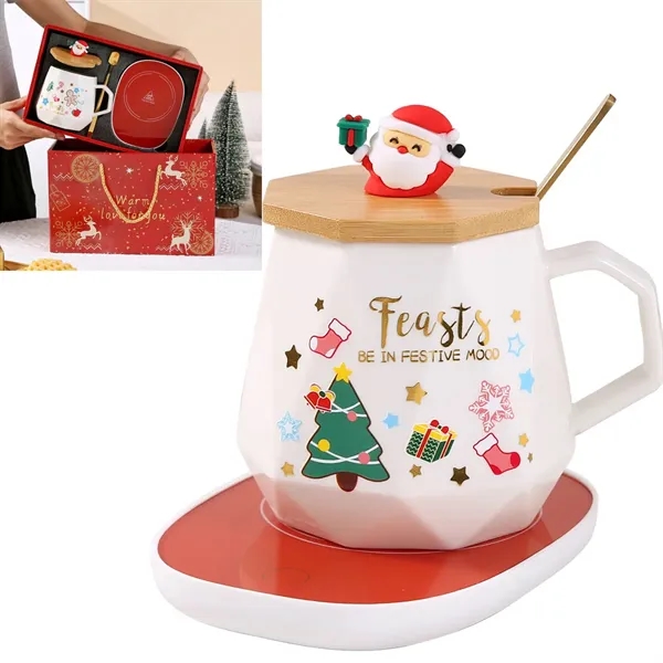 Ceramic Mug with Lid featuring Santa - Ceramic Mug with Lid featuring Santa - Image 0 of 4