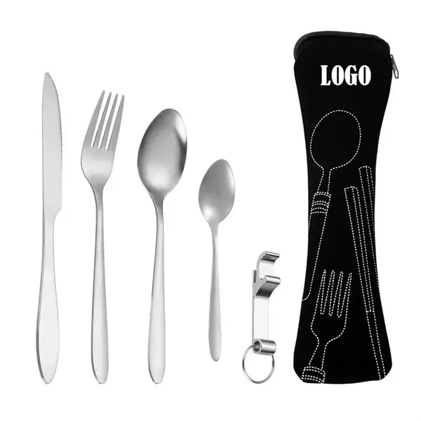 5PCS Portable Silverware Set with Case - 5PCS Portable Silverware Set with Case - Image 0 of 2