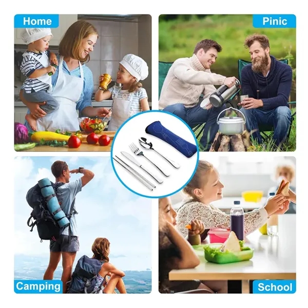 5PCS Portable Silverware Set with Case - 5PCS Portable Silverware Set with Case - Image 2 of 2