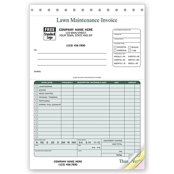 Custom Landscaping Maintenance Invoice