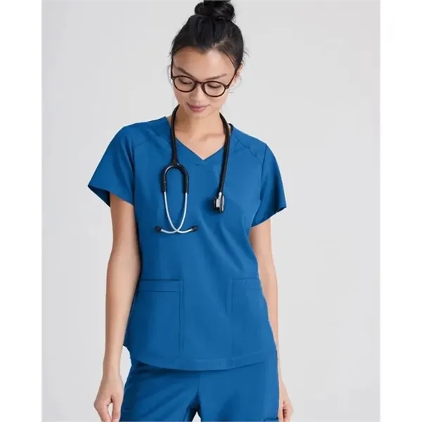 Barco Greys Anatomy Women's Evolve 2 Pocket Piped V-Neck Top - Barco Greys Anatomy Women's Evolve 2 Pocket Piped V-Neck Top - Image 3 of 12
