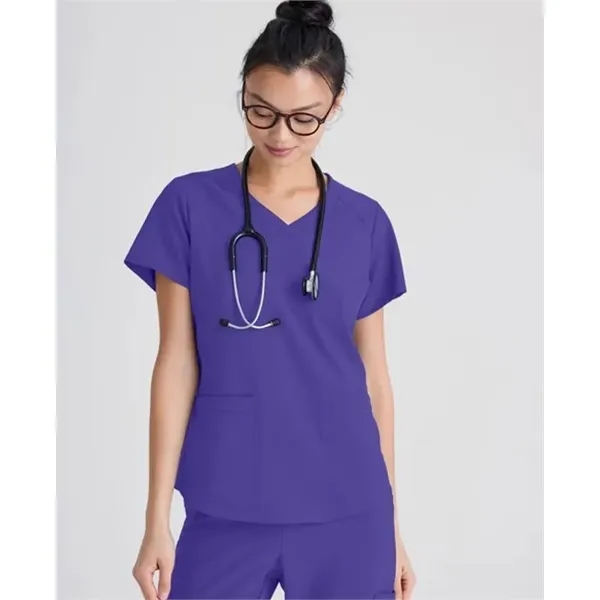 Barco Greys Anatomy Women's Evolve 2 Pocket Piped V-Neck Top - Barco Greys Anatomy Women's Evolve 2 Pocket Piped V-Neck Top - Image 5 of 12