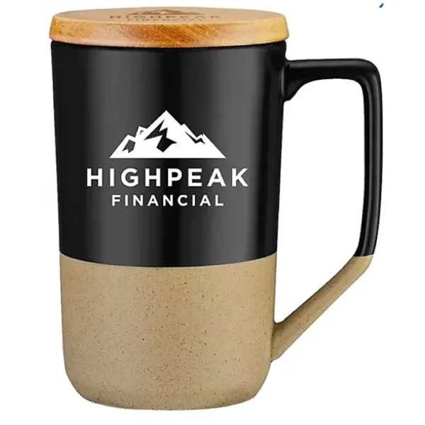Two Tone Ceramic Mug With Lid 15 oz