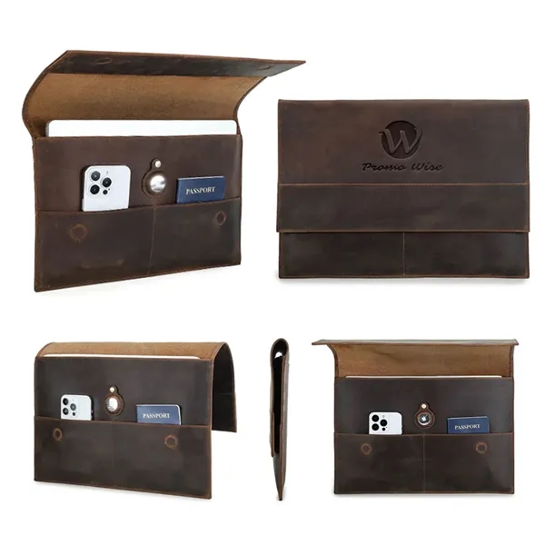 Genuine Leather Portfolio Protective Laptop Sleeve Bag - Genuine Leather Portfolio Protective Laptop Sleeve Bag - Image 0 of 12