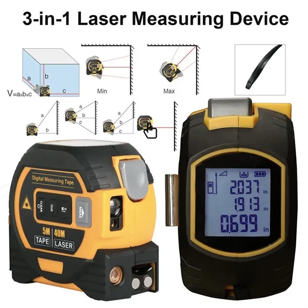 130ft/40m  3-in-1 Infrared Digital Laser Measure Tape - 130ft/40m  3-in-1 Infrared Digital Laser Measure Tape - Image 2 of 7
