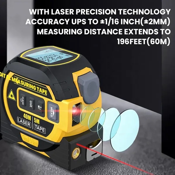 130ft/40m  3-in-1 Infrared Digital Laser Measure Tape - 130ft/40m  3-in-1 Infrared Digital Laser Measure Tape - Image 5 of 7
