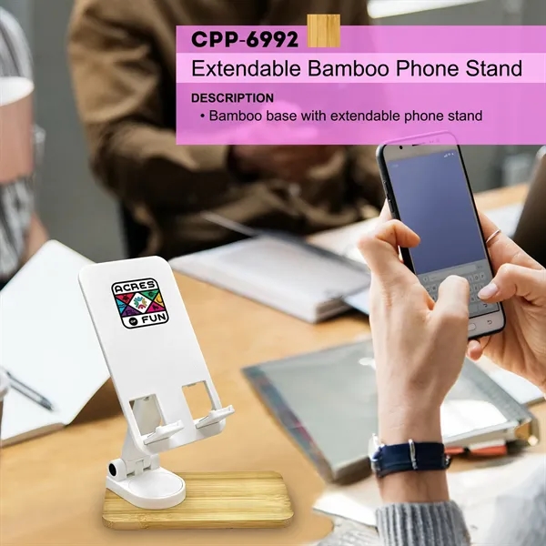 Extendable Bamboo Phone Stand - Extendable Bamboo Phone Stand - Image 4 of 5