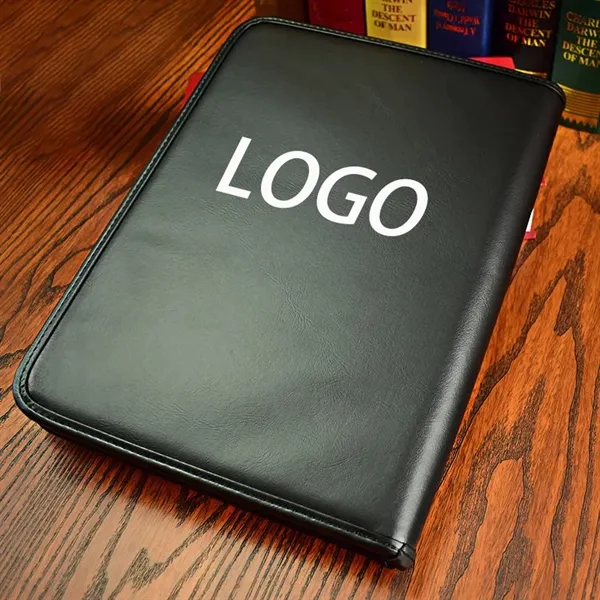 Deluxe PU Leather Zipper Portfolio with Clipboard - Deluxe PU Leather Zipper Portfolio with Clipboard - Image 3 of 3