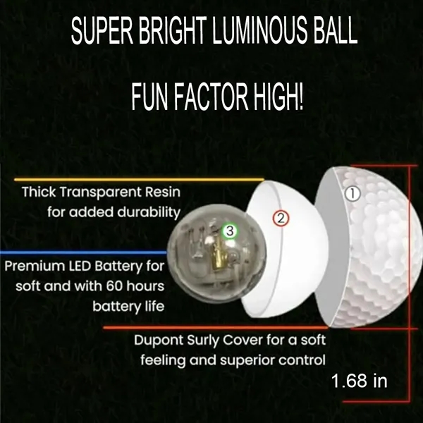 Glow in The Dark Super Bright Golf Ball for Nighttime - Glow in The Dark Super Bright Golf Ball for Nighttime - Image 2 of 2