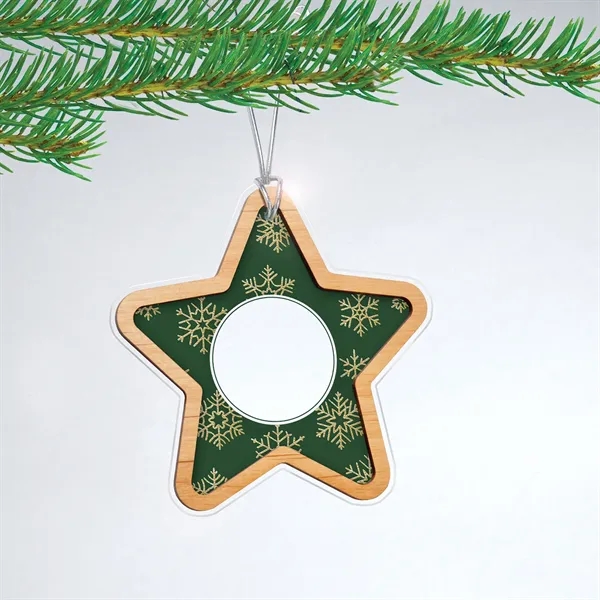 Mixed Media Clear Star Christmas Ornament with Alder Accent