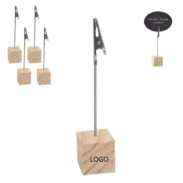 Sign Holder With Alligator Clip And Wood Base - Sign Holder With Alligator Clip And Wood Base - Image 0 of 3