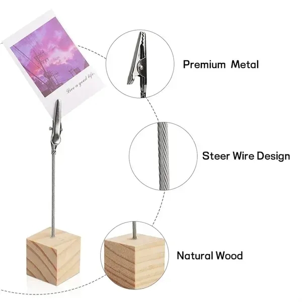 Sign Holder With Alligator Clip And Wood Base - Sign Holder With Alligator Clip And Wood Base - Image 1 of 3