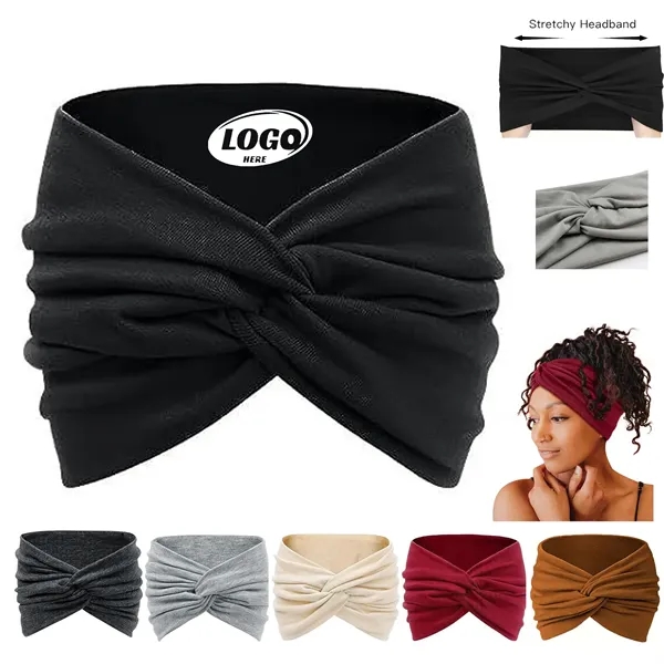 Wide Headband Turban With Twisted Knot - Wide Headband Turban With Twisted Knot - Image 0 of 7