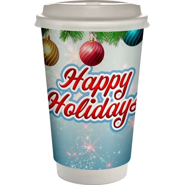 16 oz. Holiday Full Color Paper Cup with Lid - 16 oz. Holiday Full Color Paper Cup with Lid - Image 1 of 2