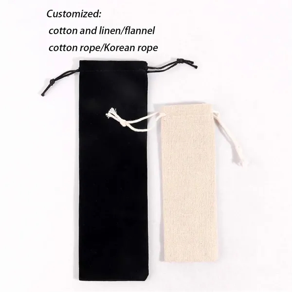 Reusable Cutlery Travel Storage Drawstring Bag Straw Pouch - Reusable Cutlery Travel Storage Drawstring Bag Straw Pouch - Image 2 of 4