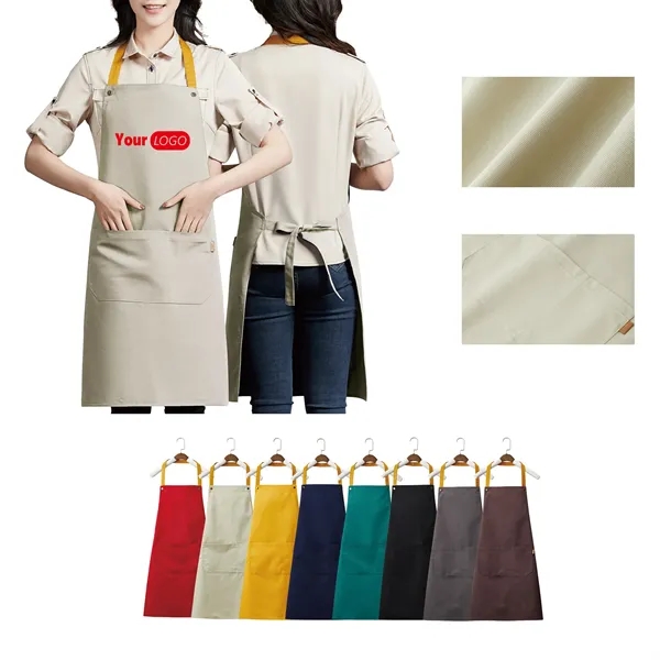 Custom Canvas Kitchen Apron W/ 2 Front Pockets MOQ50 - Custom Canvas Kitchen Apron W/ 2 Front Pockets MOQ50 - Image 0 of 7