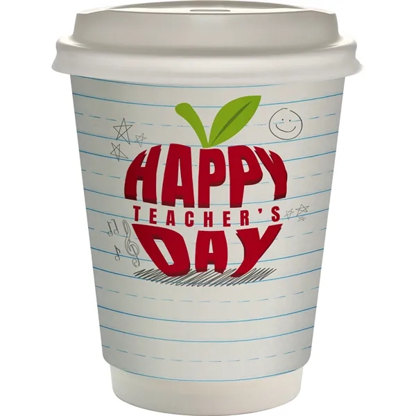 12 oz Teacher Full Color Paper Cup With Lid - 12 oz Teacher Full Color Paper Cup With Lid - Image 1 of 2
