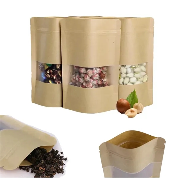 Kraft Zipper Paper Bag W/ Display Window - Kraft Zipper Paper Bag W/ Display Window - Image 1 of 1