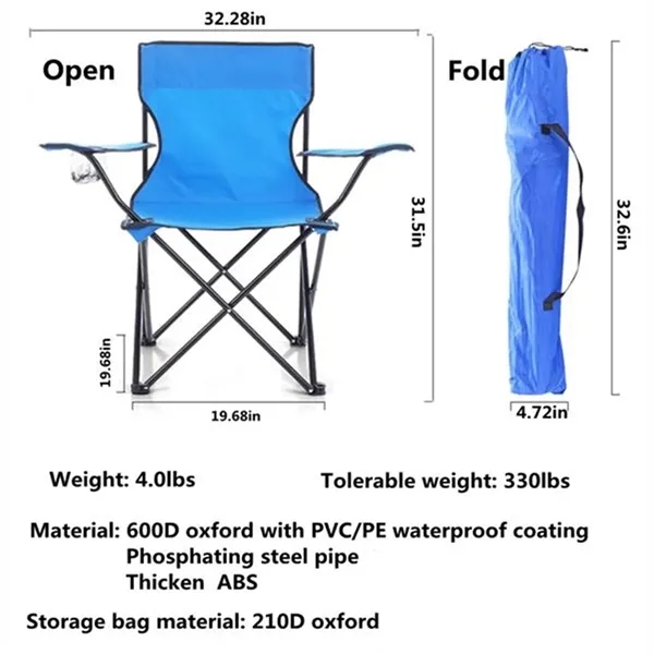 Portable Folding Chair with Arm Rest Cup Holder - Portable Folding Chair with Arm Rest Cup Holder - Image 1 of 4