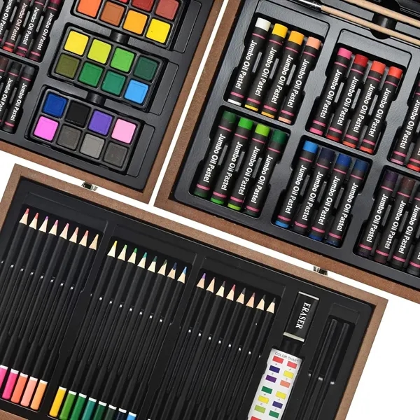 145 Pieces Kids Deluxe Artist Painting Set With Wooden Case - 145 Pieces Kids Deluxe Artist Painting Set With Wooden Case - Image 2 of 4