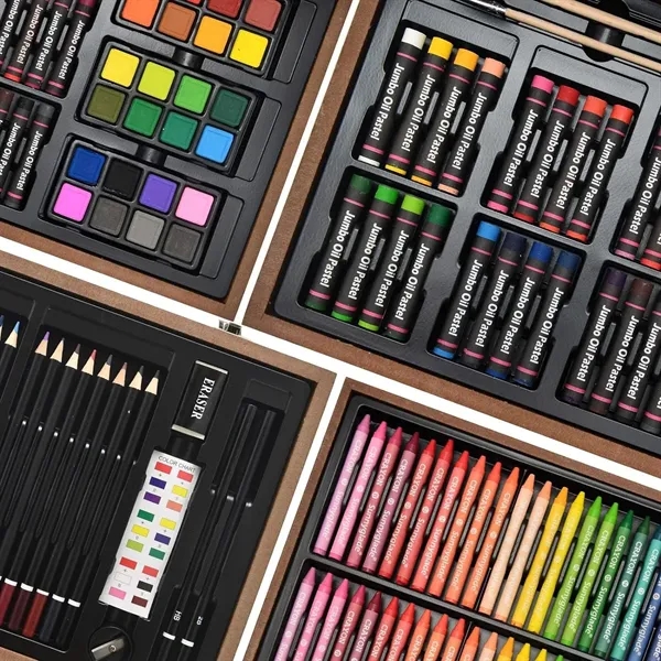 145 Pieces Kids Deluxe Artist Painting Set With Wooden Case - 145 Pieces Kids Deluxe Artist Painting Set With Wooden Case - Image 3 of 4