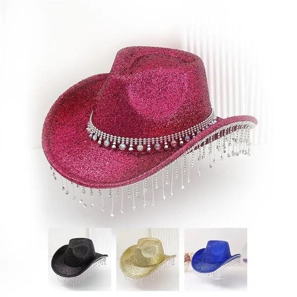 Elegant Light Luxury Tasseled Bowler Prom Hat - Elegant Light Luxury Tasseled Bowler Prom Hat - Image 0 of 2
