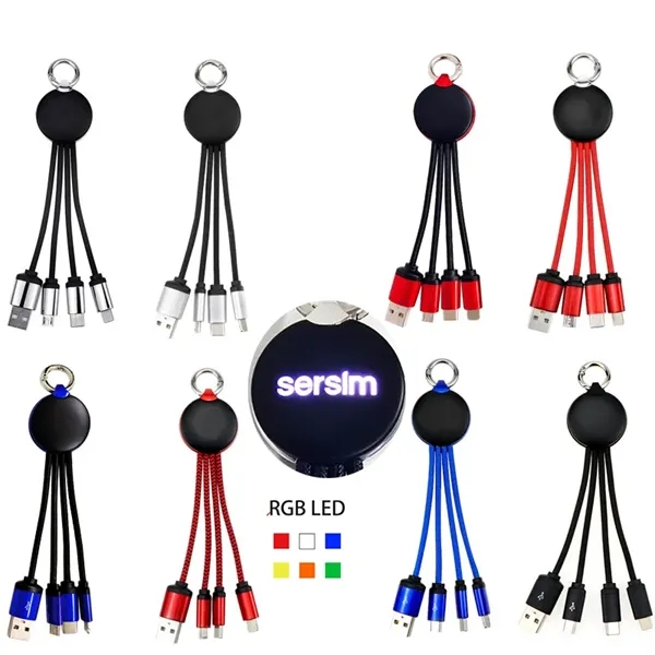 3 In1 Led Usb Charging Cable Multi-Function Keychain - 3 In1 Led Usb Charging Cable Multi-Function Keychain - Image 0 of 2