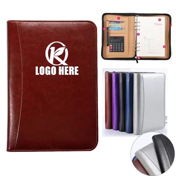 A5 Pu Leather Notebook Budget Binder with Zippered Padfolio - A5 Pu Leather Notebook Budget Binder with Zippered Padfolio - Image 0 of 3