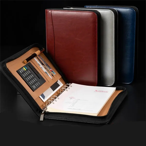 A5 Pu Leather Notebook Budget Binder with Zippered Padfolio - A5 Pu Leather Notebook Budget Binder with Zippered Padfolio - Image 1 of 3