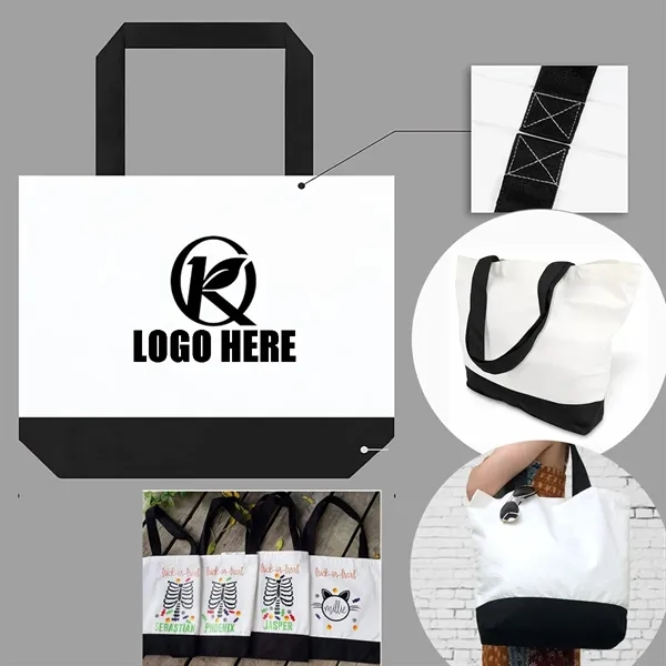 Large Reusable Grocery Shopping Canvas Tote Bag - Large Reusable Grocery Shopping Canvas Tote Bag - Image 0 of 4