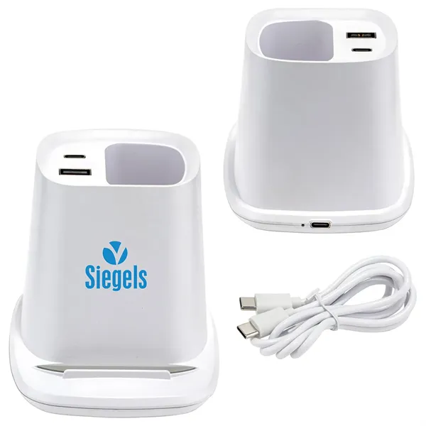 Custom Annex Wireless Charging Stand with Dual Ports & Pen Holder
