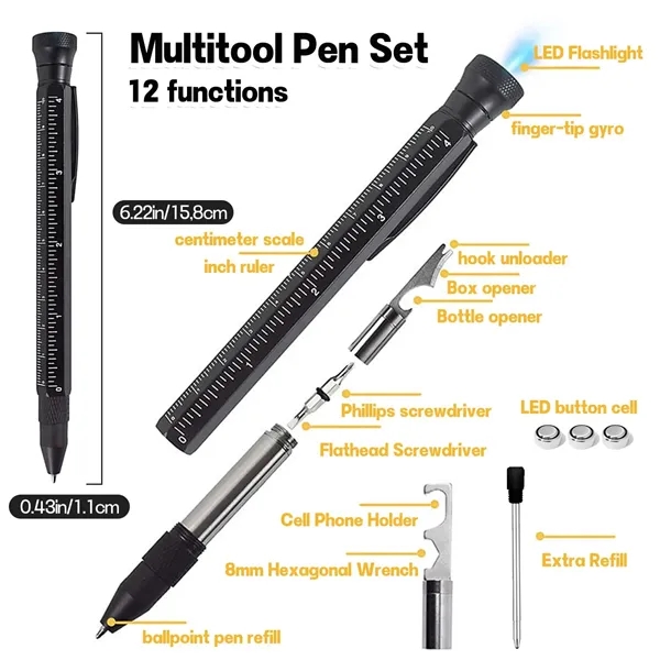 11 in 1 Metal Multi Tool Pen Set - 11 in 1 Metal Multi Tool Pen Set - Image 5 of 8