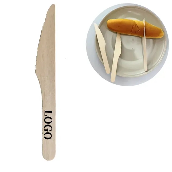 Disposable 6.5" Natural Birchwood Wooden Knives - Disposable 6.5" Natural Birchwood Wooden Knives - Image 0 of 3