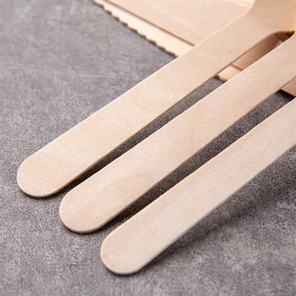 Disposable 6.5" Natural Birchwood Wooden Knives - Disposable 6.5" Natural Birchwood Wooden Knives - Image 1 of 3