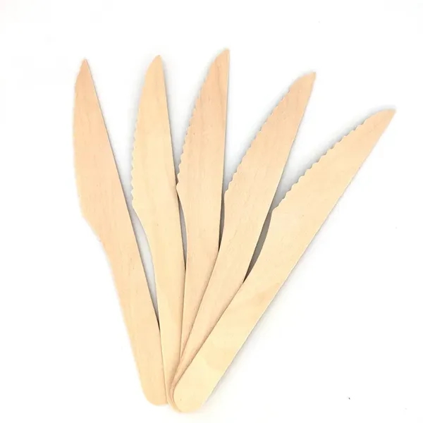 Disposable 6.5" Natural Birchwood Wooden Knives - Disposable 6.5" Natural Birchwood Wooden Knives - Image 3 of 3