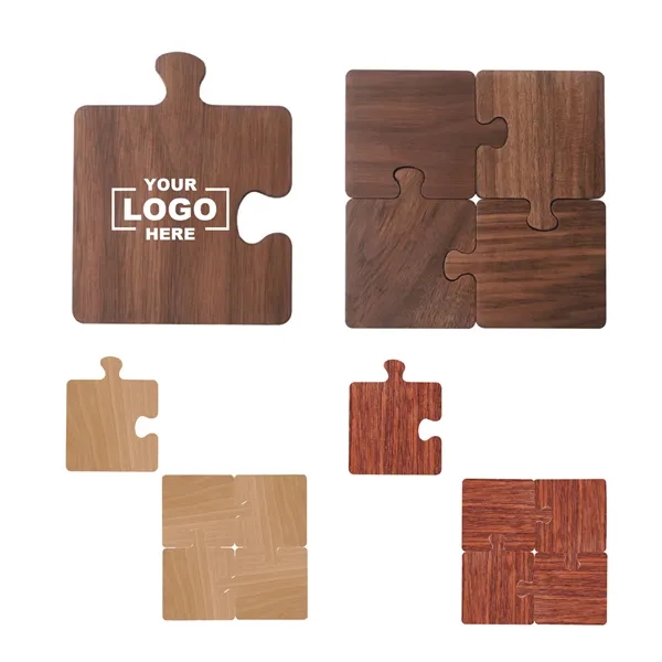 Natural Wooden Heavy Duty Puzzle Drink Coasters - Natural Wooden Heavy Duty Puzzle Drink Coasters - Image 0 of 5
