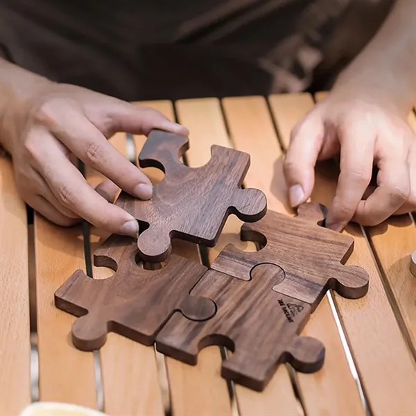 Natural Wooden Heavy Duty Puzzle Drink Coasters - Natural Wooden Heavy Duty Puzzle Drink Coasters - Image 3 of 5