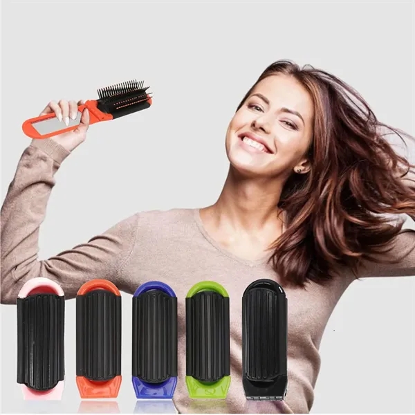 Colorful Portable Folding Hair Comb with Mirror - Colorful Portable Folding Hair Comb with Mirror - Image 2 of 5