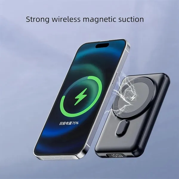 10000mAh Magnetic Wireless Charger Power Bank With 4 Cables - 10000mAh Magnetic Wireless Charger Power Bank With 4 Cables - Image 2 of 5