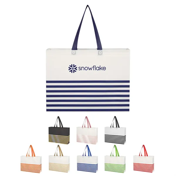 Non-Woven Horizontal Stripe Tote Bag - Non-Woven Horizontal Stripe Tote Bag - Image 0 of 34