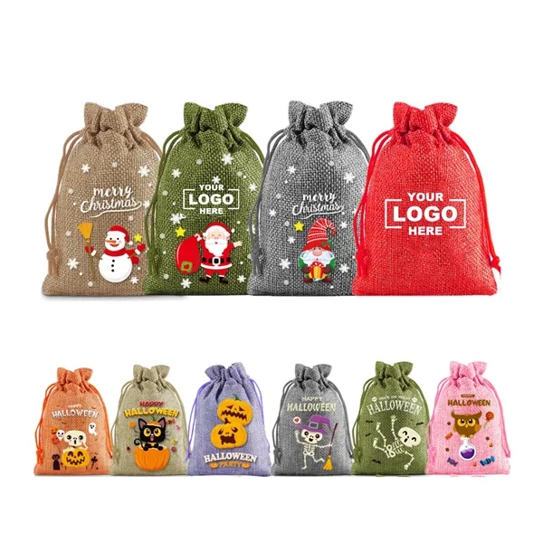 Custom Colored Drawstring Burlap Gift Pouch Bags 4" x 6" - Custom Colored Drawstring Burlap Gift Pouch Bags 4" x 6" - Image 0 of 6