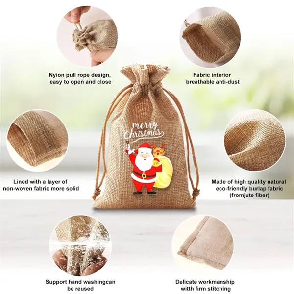 Custom Colored Drawstring Burlap Gift Pouch Bags 4" x 6" - Custom Colored Drawstring Burlap Gift Pouch Bags 4" x 6" - Image 5 of 6