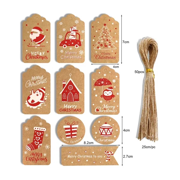 50 Pcs Kraft Paper Holiday Gift Tags With Strings - 50 Pcs Kraft Paper Holiday Gift Tags With Strings - Image 3 of 8