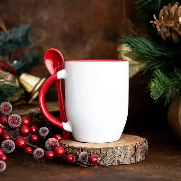 12oz Sublimation Colorful Interior Coffee Mugs With Spoons - 12oz Sublimation Colorful Interior Coffee Mugs With Spoons - Image 3 of 4